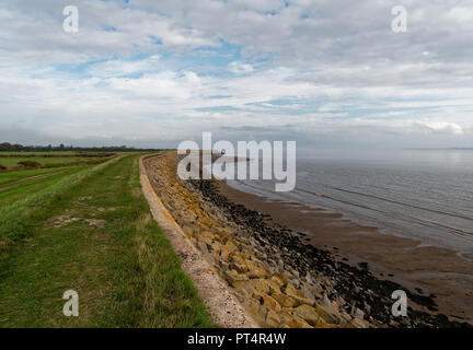 Parete di mare, Goldcliff, Newport, South Wales, Regno Unito Foto Stock