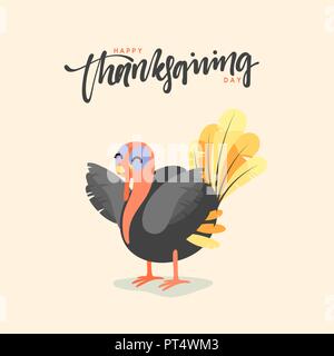 Cartoon Turchia bird. Felice celebrazione di ringraziamento. Il carattere divertente la Turchia Illustrazione Vettoriale