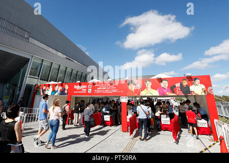 Musashino foresta Sport Plaza, Tokyo, Giappone. 6 Ottobre, 2018. Vista generale, 6 ottobre 2018 - Tennis : Rakuten Japan Open Tennis Championships 2018 uomini singoli semi-finale alla Musashino foresta Sport Plaza, Tokyo, Giappone. Credito: Naoki Morita AFLO/sport/Alamy Live News Foto Stock