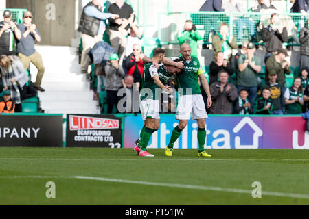 Easter Road, Edimburgo, Regno Unito. 6 Ottobre, 2018. Ladbrokes Premiership, Hibernian rispetto a Hamilton accademico; il credito: Azione Plus sport/Alamy Live News Foto Stock