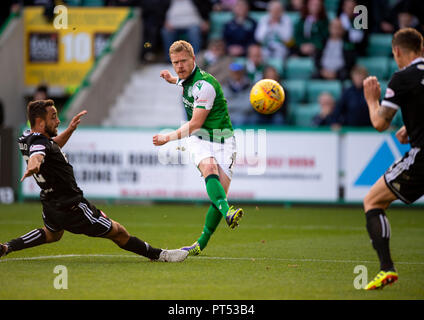 Edinburgh, Regno Unito. 6 ottobre 2018. Scottish Premiership - Hibernian v Hamilton Academicals, Edimburgo, Midlothian, Regno Unito. 06,10, 2018. Pic mostra: Hibs' centrocampista, Daryl Horgan, germogli come Hibs thrash Hamilton Academicals da 6 obiettivi e 0 a Easter Road Stadium, Edimburgo Credito: Alamy/Ian Jacobs Credito: Ian Jacobs/Alamy Live News Foto Stock