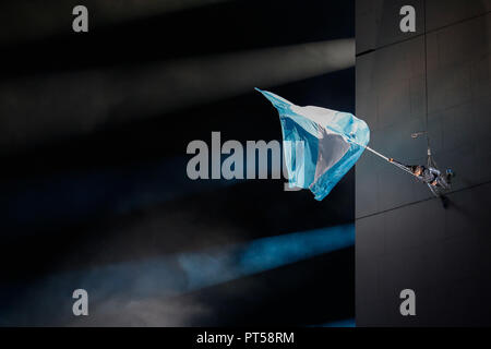 Buenos Aires, Argentina. 06 ott 2018. Cerimonia di apertura della conferenza di Buenos Aires Olimpiadi della Gioventù 2018, davanti all'obelisco della città di Buenos Aires, Argentina. Credito: Marcelo Machado de Melo/FotoArena/Alamy Live News Foto Stock