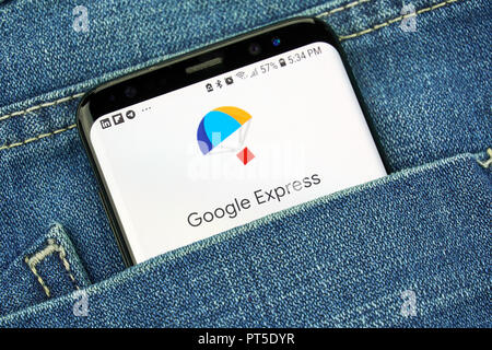 MONTREAL, Canada - 4 ottobre 2018: Google Express su s8 schermo. Google Express, è un servizio di shopping. Google è una tecnologia americana società che Foto Stock