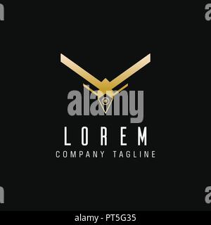 Lusso tecnologia drone logo design modello di concetto Illustrazione Vettoriale