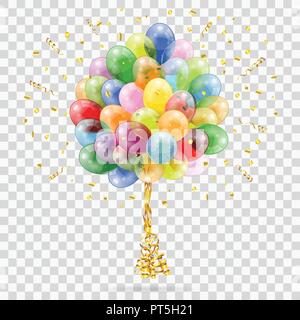 festival con palloncini, streamer. Compleanno carnevale, festa di Natale, decorazione  di Capodanno con palloncino trasparente. Cornice sulla parte superiore. Illustrazione  vettoriale Immagine e Vettoriale - Alamy