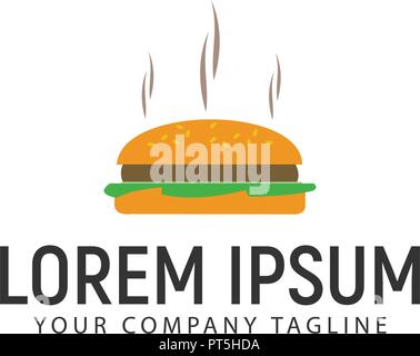 Burger logo design modello di concetto Illustrazione Vettoriale