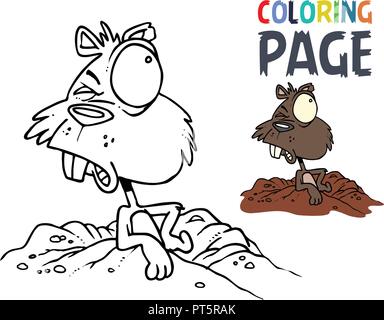 Bunny cartoon pagina di colorazione Illustrazione Vettoriale