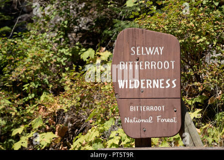 Selway - Bitterroot deserto segno, Bitterroot National Forest, Idaho. Foto Stock