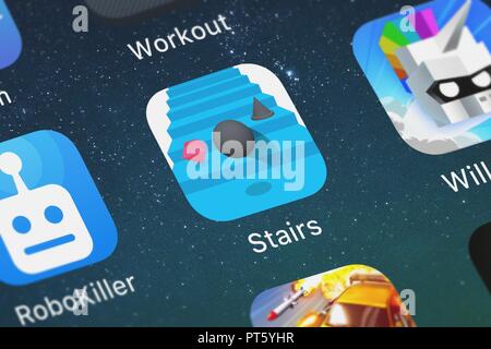 London, Regno Unito - Ottobre 06, 2018: screenshot di Ketchapp's mobile app scale. Foto Stock