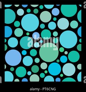 Luce cerchio verde. Modello caotico round. grafica colorata punti o gocce. su sfondo nero. Illustrazione Vettoriale