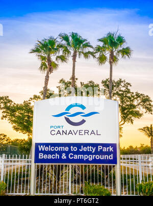 Jetty Park Cape Canaveral, in Florida, Stati Uniti d'America - 30 Marzo 2018: Jetty Park offre spiagge, pesca e campeggio a Port Canaveral, Florida. Foto Stock