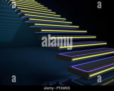 Scale di luci al neon di andare fino a club o discoteca. Il rendering 3D Foto Stock