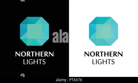 Logo con la Northern Lights Shine Illustrazione Vettoriale