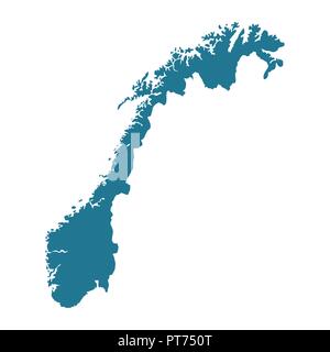 Silhouette di contorno della mappa norvegese Illustrazione Vettoriale