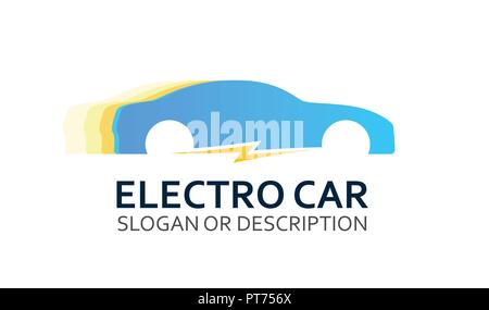 Il logo colorato di Electro auto su bianco Illustrazione Vettoriale