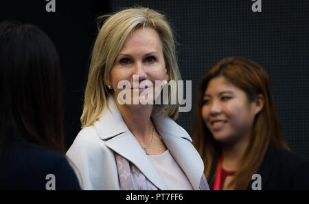 Pechino, Cina. 7 Ott 2018. Il WTA Presidente Micky Lawler prima della finale del 2018 China Open WTA Premier obbligatorio il torneo di tennis di credito: AFP7/ZUMA filo/Alamy Live News Foto Stock