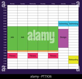 Il compito planner mockup con sfondo bianco per il business. Illustrazione Vettoriale