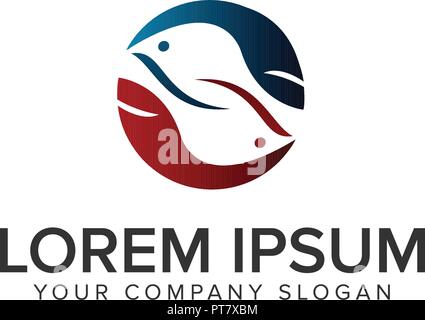 Giovane pesce Logo design modello di concetto Illustrazione Vettoriale