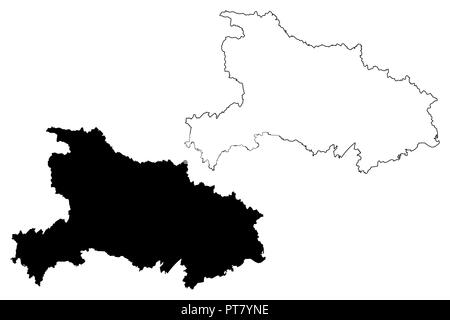 Provincia di Hubei (divisioni amministrative della Cina, Repubblica Popolare Cinese Repubblica Popolare Cinese) mappa illustrazione vettoriale, scribble schizzo Hupeh mappa Illustrazione Vettoriale