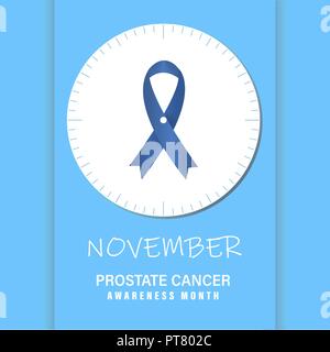 Novembre - Il cancro della prostata Awareness Month. L'orologio rappresenta la natura della malattia. Non ignorare. Illustrazione Vettoriale