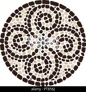 Abstract vettore colorato mosaico rotondi. ciottoli mosaico cerchio sfondo, colori marrone Illustrazione Vettoriale