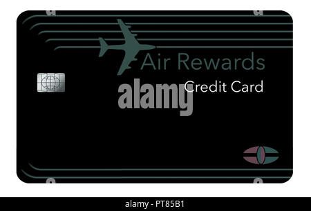 Qui è un design moderno su un air miles rewards carta di credito. Esso mostra la carta vicino a un piano di sbarco nella distanza dietro la scheda. Si tratta di un Foto Stock