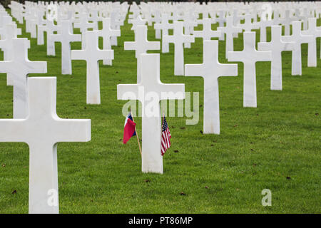 La Normandia cimitero americano a Omaha Beach nel nord della Francia Foto Stock