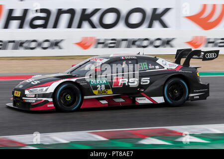 Misano Adriatico, Italia - 25 agosto 2018: un Audi Sport RS 5 DTM di Audi Sport Team Phoenix, pilotato da Loic Duval, durante la gara di DTM Misano Foto Stock