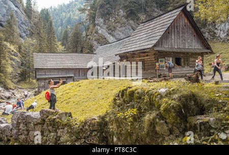 In legno antico mulino ad acqua a Kvacianska dolina Foto Stock