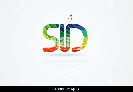 Sd s d lettere dell'alfabeto icona logo design di combinazione con colore arcobaleno Illustrazione Vettoriale