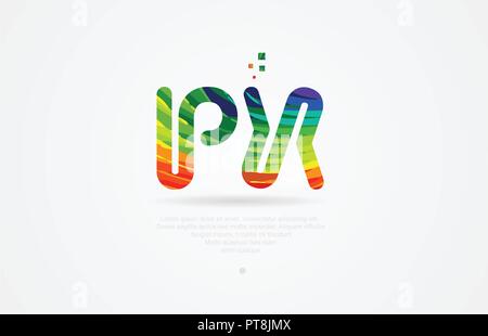 Px p x lettere dell'alfabeto icona logo design di combinazione con colore arcobaleno Illustrazione Vettoriale