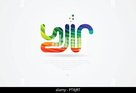 Yr y r lettere dell'alfabeto icona logo design di combinazione con colore arcobaleno Illustrazione Vettoriale