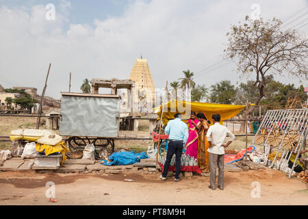 Le bancarelle del mercato, Hampi, Karnataka, India Foto Stock