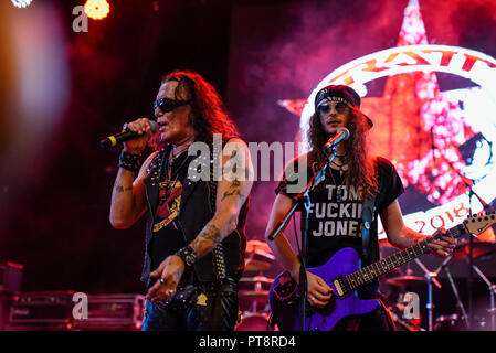 Settembre 29, 2018 Las Vegas, Nevada, la band Ratt svolge un concerto gratuito presso il Las Vegas Fremont Street Experience. Foto Stock