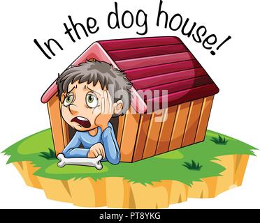 Nella casa del cane idiom illustrazione Illustrazione Vettoriale