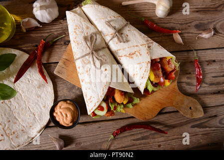 Tortilla di fatti in casa Foto Stock