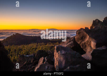 Vista tramonto da Tenerife per La Gomera Foto Stock