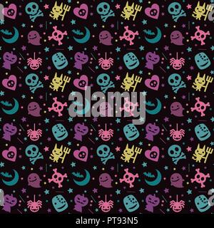 Carino pattern hallowen sfondo con colori pastello Illustrazione Vettoriale