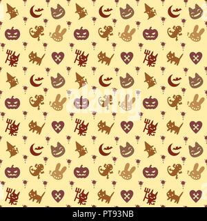 Carino pattern hallowen sfondo con colori pastello Illustrazione Vettoriale