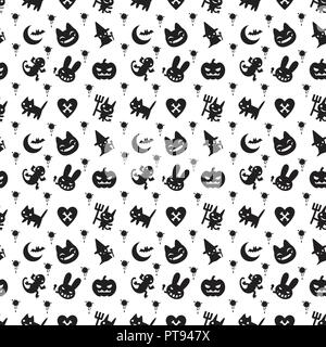 Carino pattern hallowen con uno sfondo di colore scuro Illustrazione Vettoriale