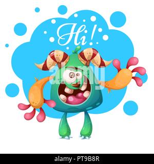 Cartoon personaggi mostro. Ciao, heello illustrazione. Illustrazione Vettoriale
