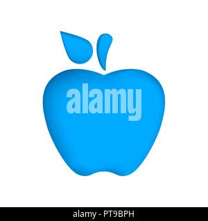 Carta Apple su sfondo blu. Illustrazione Vettoriale