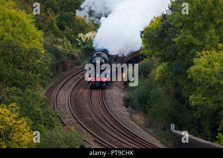 Il Flying Scotsman treno a vapore sul suo primo viaggio in Cornovaglia Foto Stock