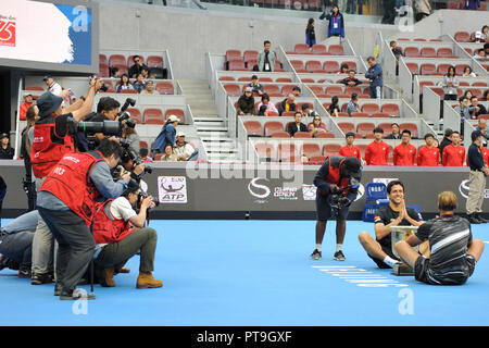 Beijin, Beijin, Cina. 8 Ott, 2018. Pechino, Cina-tennisti professionisti Lukasz Kubot e Marcelo Melo sconfitta Oliver Marach e Mate Pavic 2-0 al China Open 2018 a Pechino, Ottobre 7th, 2018. Credito: SIPA Asia/ZUMA filo/Alamy Live News Foto Stock