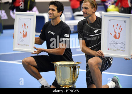 Beijin, Beijin, Cina. 8 Ott, 2018. Pechino, Cina-tennisti professionisti Lukasz Kubot e Marcelo Melo sconfitta Oliver Marach e Mate Pavic 2-0 al China Open 2018 a Pechino, Ottobre 7th, 2018. Credito: SIPA Asia/ZUMA filo/Alamy Live News Foto Stock