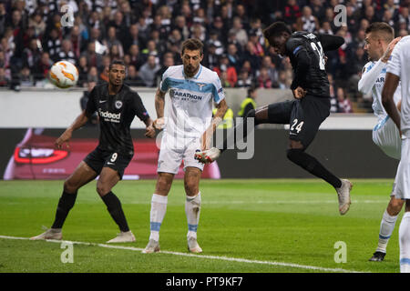 Francoforte, Deutschland. 04 ott 2018. Danny DA COSTA (destra, F) ha segnato il gol per renderlo 1-0 per Eintracht Frankfurt, azione, European Football League, fase di gruppo, gruppo H, giornata 2, Eintracht Francoforte (F) - Lazio (Lazio) 4: 1, am 04.10.2018 a Francoforte, in Germania. | Utilizzo di credito in tutto il mondo: dpa/Alamy Live News Foto Stock