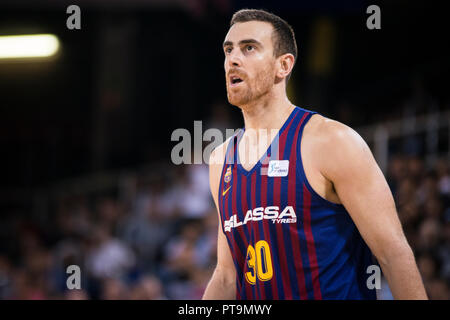 Barcellona, Spagna. 7 Ott 2018. , Palau Blaugrana, Barcellona, Spagna; Liga ENDESA basket; FC Barcelona Lassa versus Morabanc Andorra; Victor Claver di FC Barcelona Credit: UKKO Immagini/Alamy Live News Foto Stock