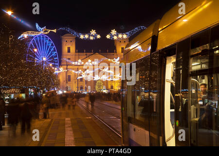 Debrecen, Ungheria, Natale, Natale, Natale, decorate, decorazione, celebrazione, vacanze, nuovo anno, retroilluminazione, luce, notte, crepuscolo, illuminazioni, il Foto Stock