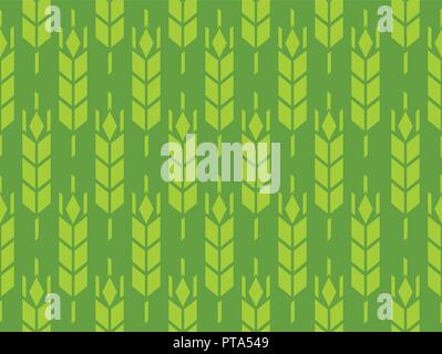 Orzo o di segala nel campo vector pattern, avvolta ad anello sfondo in colore verde Illustrazione Vettoriale