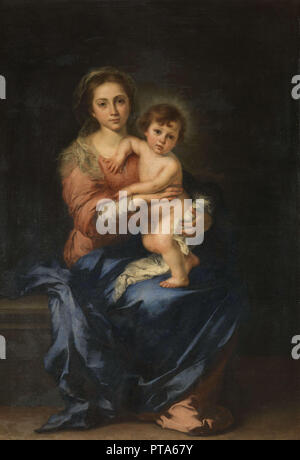 La Vergine e il Bambino, 1650. Creatore: Murillo, Bartolomé Estebàn (1617-1682). Foto Stock